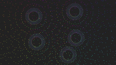 Illusion-abstract-neon-circles-pattern-with-glitters-in-dark-galaxy