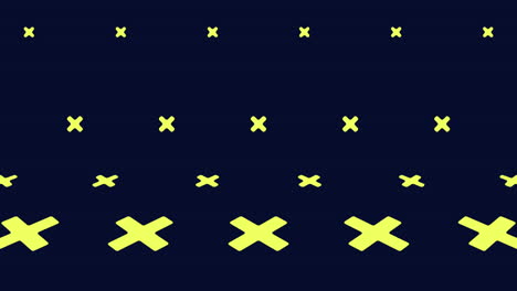 Gelbe-Kreuze-Mit-Geometrischem-Muster-In-Reihen-Auf-Schwarzem-Farbverlauf
