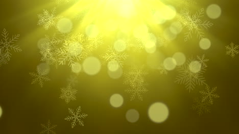 Falling-gold-snowflakes-and-round-glitters-on-night-sky