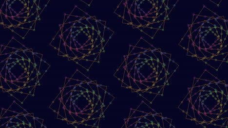Regenbogen-Illusionswürfelmuster-Mit-Neon-Glitzern-Im-Dunklen-Raum