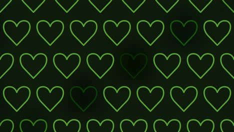 Green-heart-pattern-on-black-floating-outlined-hearts