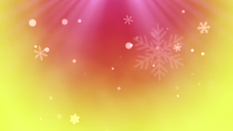 Falling-white-snowflakes-and-round-glitters-on-night-sky