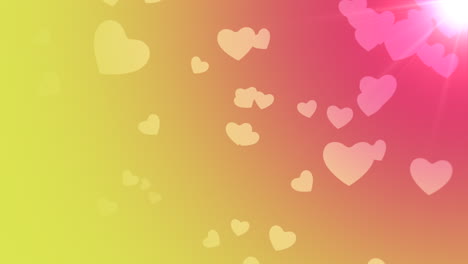 Herzförmiges-Muster-Auf-Leuchtend-Rosa-Und-Gelbem-Hintergrund