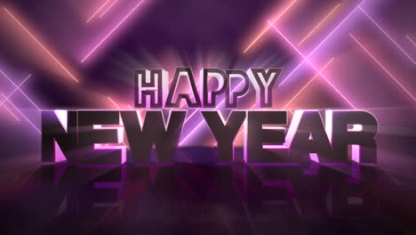 Happy-New-Year-with-neon-purple-light-on-disco-stage