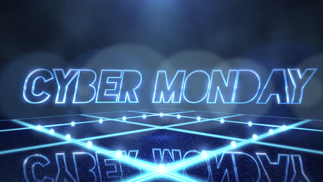 Cyber-Monday-Auf-Der-Bühne-Mit-Blauem-Licht-Und-Bokeh