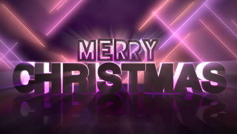 Merry-Christmas-with-neon-purple-light-on-disco-stage