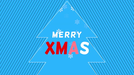 Merry-XMAS-with-Christmas-tree-and-snowflakes-on-blue-background