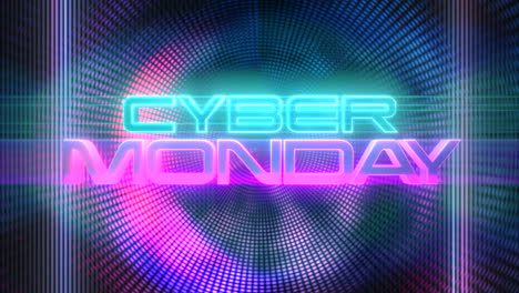 Cyber-Montag-Auf-Der-Bühne-Mit-Lila-Punkten-Und-Licht