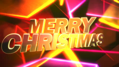 Merry-Christmas-text-with-neon-colorful-lines-on-disco-stage