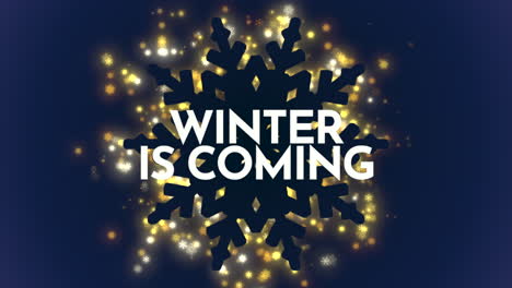 Winter-Is-Coming-with-flying-gold-and-silver-snowflakes-in-sky