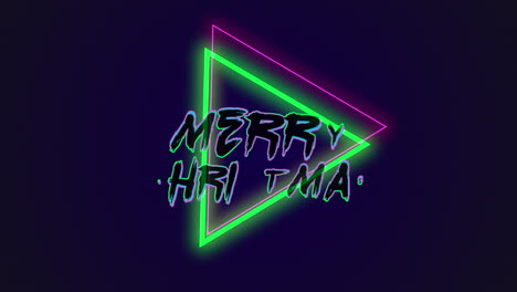 Feliz-Navidad-Con-Triángulos-De-Neón-En-Degradado-Negro