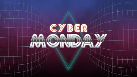Texto-De-Cyber-Monday-Con-Diamante-Retro-Y-Cuadrícula-En-Galaxia