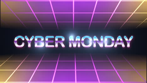 Cyber-Monday-text-with-retro-grid-in-galaxy