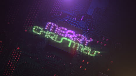 Merry-Christmas-with-computer-scheme-and-neon-light