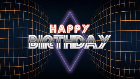 Happy-Birthday-with-geometric-shape-and-grid-in-80s-style