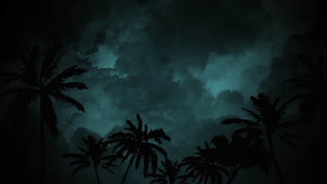 Palms-trees-in-jungle-in-dark-night