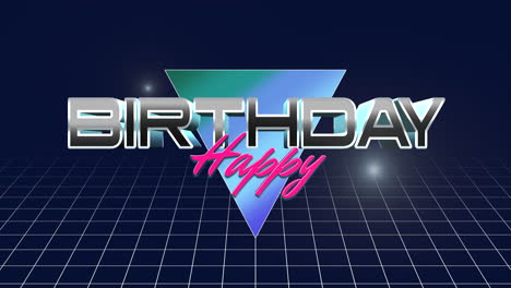 Happy-Birthday-with-triangle-and-grid-in-80s-style