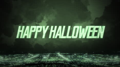 Happy-Halloween-with-mystical-green-sky-and-light-of-night-city