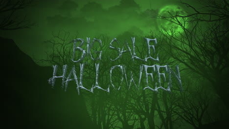 Halloween-Großer-Verkauf-Mit-Mystischem-Wald-Und-Mond-In-Der-Nacht