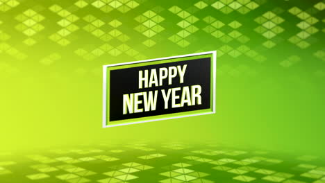 Modern-Happy-New-Year-text-on-green-triangles-geometric-pattern