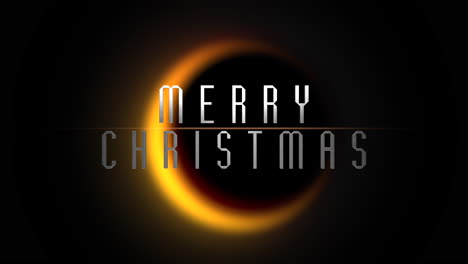 Merry-Christmas-text-with-yellow-light-of-moon-in-galaxy