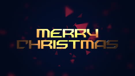 Merry-Christmas-text-with-flying-red-triangle-shapes-on-blue-gradient