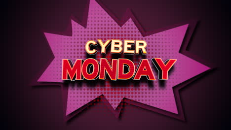 Cyber-Monday-cartoon-text-with-dots-on-purple-texture