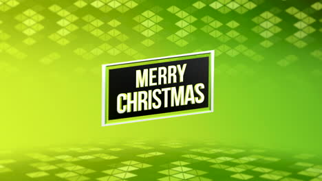 Texto-Moderno-De-Feliz-Navidad-Sobre-Patrón-Geométrico-De-Triángulos-Verdes