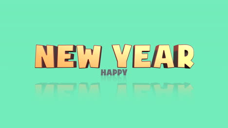Cartoon-Happy-New-Year-text-on-green-gradient