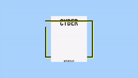 Cyber-Monday-Text-Im-Rahmen-Auf-Blauem,-Modernem-Farbverlauf