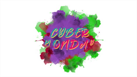 Cyber-Montag-Mit-Buntem-Kunstpinsel-Auf-Weißem-Farbverlauf