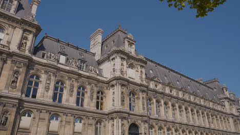 Close-Up-Showing-Exterior-Of-Hotel-De-Ville-In-Paris-France-In-Slow-Motion