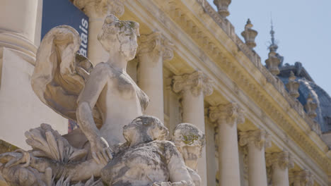 Close-Up-Of-Statue-Outside-The-Petit-Palais-Museum-And-Gallery-In-Paris-France-Shot-In-Slow-Motion