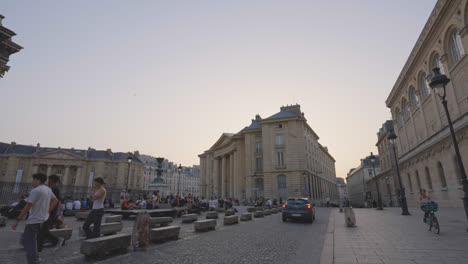 Exterior-Of-The-Pantheon-Monument-In-Paris-France-With-Tourists-Shot-In-Slow-Motion-1