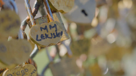 Close-Up-Of-Love-Padlocks-On-Metal-Fence-In-Paris-France