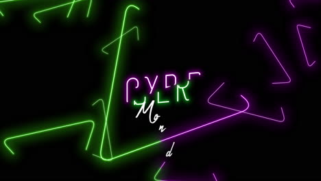 Cyber-Monday-Text-Mit-Neongrünen-Und-Violetten-Dreiecken-Im-Farbverlauf