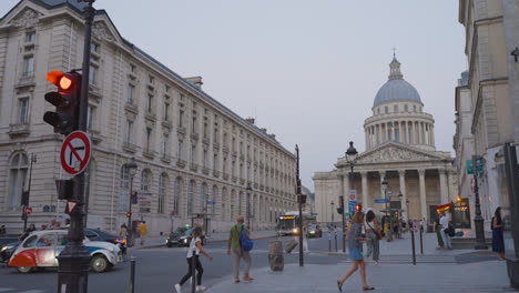 Wide-Angle-Exterior-Of-The-Pantheon-Monument-In-Paris-France-With-Tourists-Shot-In-Slow-Motion-2