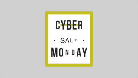 Cyber-Monday-Und-Verkaufstext-Im-Rahmen-Auf-Weißem,-Modernem-Farbverlauf