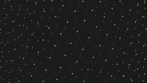 Lebendiges-Kreisförmiges-Muster,-Kompliziertes-Netzwerk-Aus-Farbigen-Punkten-Auf-Schwarzem-Hintergrund