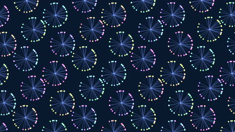 Symmetrical-circular-pattern-of-blue-and-purple-dots-on-dark-background