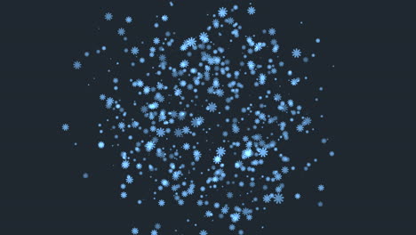 Fesselndes-Blaues-Schneeflockenmuster,-Das-Auf-Schwarzem-Hintergrund-Kaskadiert
