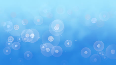 Kreis-Schwebender-Smileys-Auf-Blauem-Hintergrund,-Eine-Verspielte-Reihe-Von-Ausdrücken