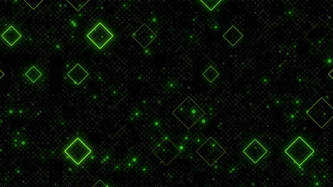 Black-and-green-glowing-diamond-grid-illuminating-patterns