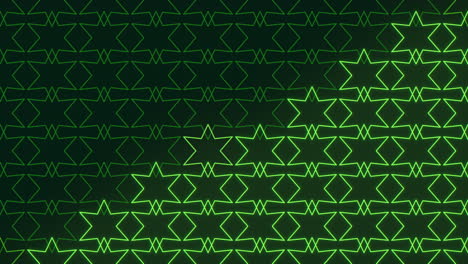 Symmetrisches,-Sich-Wiederholendes-Muster-Aus-Grünen-Dreiecken-Auf-Dunklem-Hintergrund