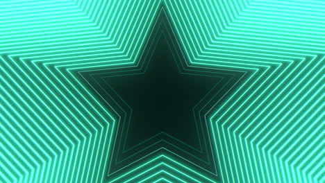 Estrella-De-Neón-Brillante,-Líneas-Verdes-Y-Azules-Radiantes-Forman-Un-Patrón-Circular-Impresionante