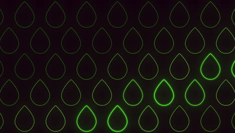 Fallende-Kreise,-Schwarzes-Und-Grünes-Muster-Auf-Dunklem-Hintergrund