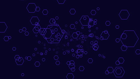 Púrpura-Hexagonal-Flotando-Sobre-Un-Fondo-Azul.
