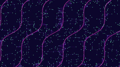 Zickzack-Aus-Violetten-Linien-Und-Punkten-Auf-Schwarzem-Hintergrund