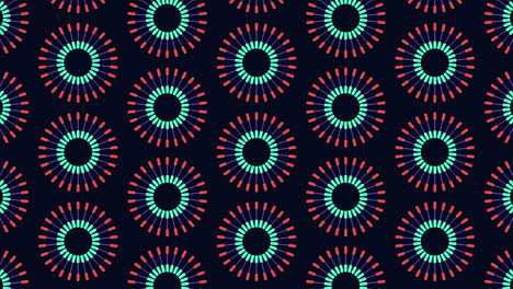 Dynamic-symmetrical-red-and-blue-circle-pattern-on-black-background
