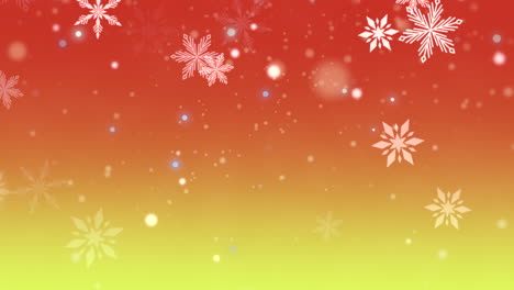 Winter-wonderland-red-and-yellow-background-with-falling-snowflakes